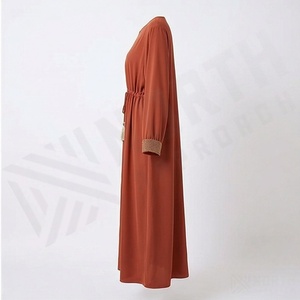 Robe Abaya d'été confortable et modeste, coupe ample, longue, avec dentelle et ceinture, ensemble Burqa Jilbab - Product Image 3