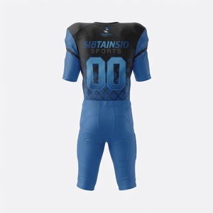 Uniforme de Fútbol Americano Personalizado, Conjunto de Pantalones y Camiseta en Negro y Azul Rey, Impresión por Sublimación, Poliéster Transpirable, para Adultos y Jóvenes, Deporte de Equipo - Product Image 3