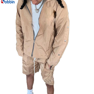 Comfortable Custom Design Style Windbreaker Tracksuits Button Short Sets Unisex Summer Windbreaker 2 Piece Set for Men - Product Image 4