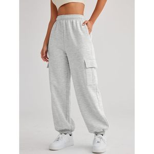 Pantalon de jogging cargo gris pour homme, taille élastique, plusieurs poches, style décontracté, tricoté mi-lourd et respirant pour l'automne - Product Image 2