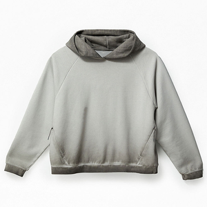 Sudadera extragrande de felpa francesa 100% algodón para hombre, sudaderas con capucha con efecto desgastado y lavado ácido para hombre. - Product Image 1