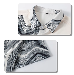 Nouveau pull-over de luxe à manches courtes pour homme, chemise décontractée en coton imprimé à col montant, style tendance et ample pour l'été - Product Image 6