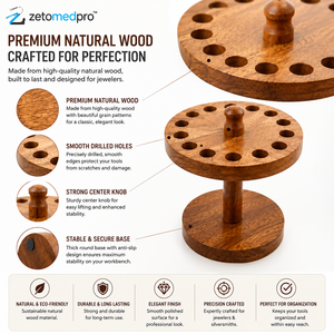 Soporte Redondo de Madera Natural para Herramientas de Joyería, Organizador Colgante para Joyeros y Plateros, Color Marrón ZETOMEDPRO - Product Image 3