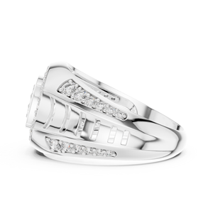 FORTUNA HALO LAB GROWN DIAMOND <b>MEN'S</b> <b>RING</b> <b>SET</b> IN 18KT WHITE GOLD MINIMALIST DIAMOND FOR LUXURY WEDDING ENGAGEMENT PARTY DAILY - Product Image 2