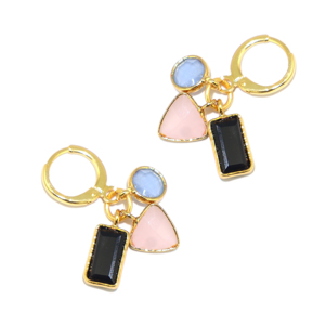 Pendientes Colgantes de Moda para Fiesta, con Tres Piedras de Calcedonia y Ónix, Chapados en Oro de 22K, Hechos a Mano, para Chicas y Mujeres, Venta al Por Mayor - Product Image 4