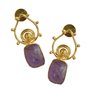 Pendientes de Amatista al por Mayor de Laxmi Jewellers, Chapados en Oro de 18K, con Engaste de Bisel en Forma de Gota de Agua, Piedra Natural, Proveedor de Joyería al por Mayor - Product Image 6