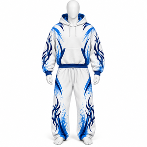 Oversized Regular Fit Acid Wash Winter 100% Cotton <b>Zip</b> <b>Hooded</b> & Jogger 2-Piece Tracksuit Set for Men - Product Image 5
