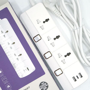 Regleta de Enchufes con Cable de Extensión de 2m, Personalizable al por Mayor, para Hogar y Oficina, con 1 Puerto USB-C y 2 Puertos USB-A, 10A - Product Image 4