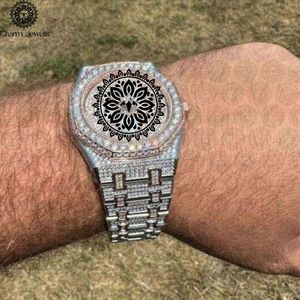 Montre de luxe pour homme Charm Jewels, boîtier en acier inoxydable de 40 mm, incrustée de diamants, mouvement mécanique analogique, résistante à l'eau 10 bars - Product Image 4