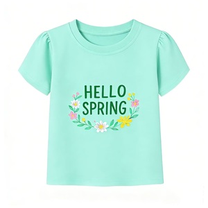 Camiseta Personalizada para Adolescentes y Niñas Pequeñas con Mangas con Volantes, Cuello Redondo y Gráfico Floral Arcoíris Brillante - Product Image 5