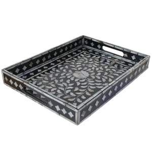 ถาดเสิร์ฟทำมือจากเปลือกหอยมุก ของตกแต่งโต๊ะออตโตมัน โดย blossom craft india - Product Image 3