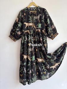 Vestido Midi Vintage con Estampado Floral, Manga Larga, Corte en A, Bolsillos, Algodón, Estilo Boho, Informal, Transpirable, 100% Ropa Casual - Product Image 4
