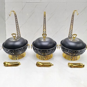 Luxury Gold Stainless Steel Chafing Dish Set with Dome Cover Round Buffet Food Warmer for Wedding Catering Banquet - Product Image 2