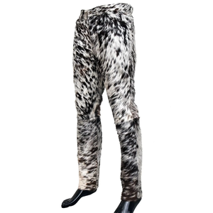 Pantalones de Hombre de Cintura Alta con Estampado de Vaca, 100% Cuero Vacuno, Casuales de Otoño, Transpirables, Ligeros, con Botones - Product Image 1