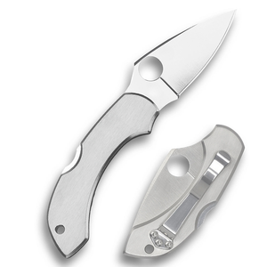 Navajas Plegables con Mango de Metal Plateado, Hoja de Corte Liso, Orificio Circular para el Pulgar, Acabado Suave y Clip de Bolsillo para Tareas Diarias - Product Image 2