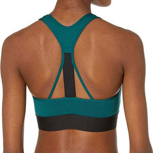 Women's Racerback Sports Bra Crew Neck Ribbed High Support Quick Dry Breathable Yoga <b>Top</b> Solid Color Seamless Design <b>Crystal</b> - Product Image 4