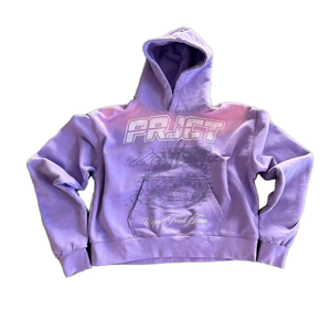 Sun Faded Purple Hoodie Oversized Streetwear <b>Pullover</b> Distressed Edge Graphic Sweatshirt Custom Boxy Fit Hoody 2026 - Product Image 5