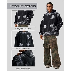Sudadera con Capucha Gráfica para Hombre, Estilo Oversize, Lavado Ácido, con Estampado de Graffiti, Forro Polar Grueso, Colección Otoño 2026 - Product Image 5