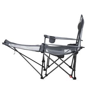 Chaise de camping pliable portable pour adultes, 4 positions réglables, chaise longue de plage en maille avec appui-tête et repose-pieds, chaise inclinable - Product Image 5