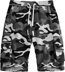 Men'sQuick Dry Elastic Waist Plaid Breathable Formal Shorts Solid <b>Colour</b> with Side Stripe Mid Navy Blue - Product Image 4