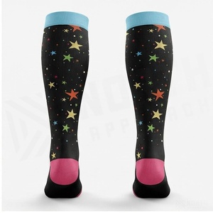 Crew <b>Socks</b> Geometric Pattern Blue Breathable Running <b>Socks</b> for Adults Spring Season - Product Image 2