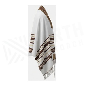 North Approach White <b>Silk</b> Shawl Striped Embroidered Fringed Unisex All Seasons Multi-Functional Elegant <b>Scarf</b> - Product Image 3