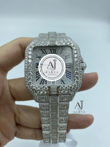 AARVA JEWELS หรูหรา มิโยตะ สแควร์ ไดมอนด์นาฬิกาสแตนเลสสตีล อนาล็อก ควอตซ์ ผู้หญิง 30 มม. คริสตัลแซฟไฟร์ 20 มม. ตัวล็อคแบบพับได้ - Product Image 1