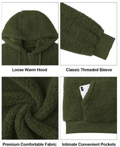 Sweat-shirt à capuche zippé en polaire vert pour homme, vêtement d'hiver décontracté, coupe classique, veste en sherpa - Product Image 6