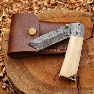 Couteau pliant tactique EDC Liner Lock UA Supplies, lame en acier Damas, bord droit, manche en bois, personnalisable, OEM, ODM - Product Image 6
