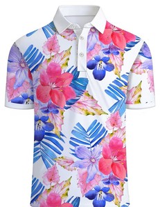 Men's Teal Floral Print for Shirt Short Sleeve Casual Breathable Jersey Knitted Digital Printed Cotton Design - Product Image 3
