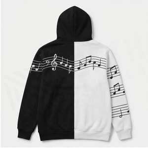 Sweat-shirt décontracté unisexe NOTY APPROACH avec fermeture éclair, poche avant, motif clavier de piano noir et blanc, pour l'automne - Product Image 2