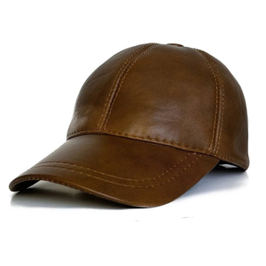 High End Custom Genuine Cowhide Leather Baseball <b>Cap</b> Streetwear Mens Real Leather <b>Hat</b> - Product Image 1
