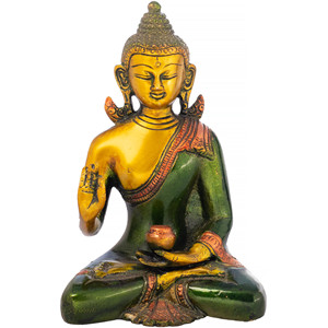 Escultura de Buda de predicación de latón de 5 pulgadas hecha a mano para regalar hecha en India - Product Image 1
