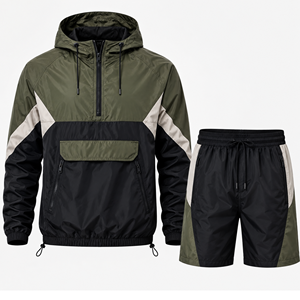 Grace Collection Men's <b>Hooded</b> Quarter-<b>Zip</b> Upper Shorts Set Solid Color Quick Dry 300g Fleece Streetwear Winter Outfit - Product Image 6