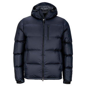 เสื้อแจ็คเก็ตผู้ชายแบบกำหนดเองจากผู้ผลิต แจ็คเก็ตกันหนาวแบบมันเงาบุใยสังเคราะห์หนาสีดำมีฮู้ด - Product Image 1