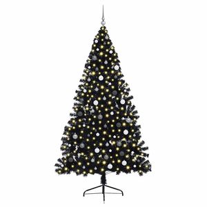 Albero di Natale artificiale in PVC nero da 94,5 pollici con 300 LED preinstallati - Product Image 3