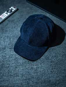 Unisex <b>Navy</b> Corduroy <b>Baseball</b> <b>Cap</b> 6-Panel Fitted Solid Color Casual Spring Summer Hat Adult Style - Product Image 5