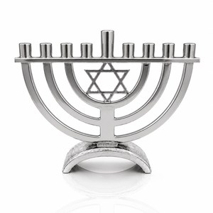 New I K HANDICRAFT Modern Aluminium Enamel Hanukkah Menorah <b>Candlestick</b> Holder <b>Silver</b> Finish Red/Yellow Enamel Heat Resistant - Product Image 6
