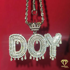 สร้อยคอหรูหรา "DOY" แบบหยดน้ำ ประดับเพชรโมอิสซาไนต์ จี้เพชร สไตล์ฮิปฮอป สร้อยคอแบบมีประกายวิบวับ เครื่องประดับโดดเด่น - Product Image 1