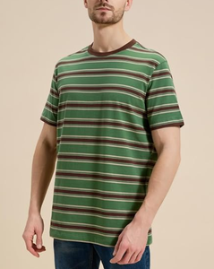 T-shirt classique rayé à col rond pour homme, coupe ample et décontractée, en coton de haute qualité, avec logo personnalisé OEM, 100 % coton, 240 GSM - Product Image 4