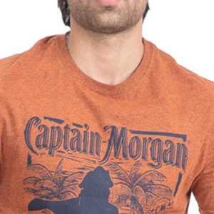 Camiseta de Manga Corta Color Naranja para Hombre Captain Morgan con Estampado de Capitán, Cuello Redondo Informal, Corte Regular, Camiseta de Algodón Jersey - Product Image 5