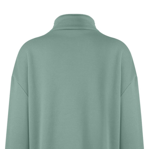 Sweat-shirt léger en coton à col roulé pour femme Green Dimple, coupe courte, épaules tombantes, fermeture éclair 1/4, style hiver - Product Image 6