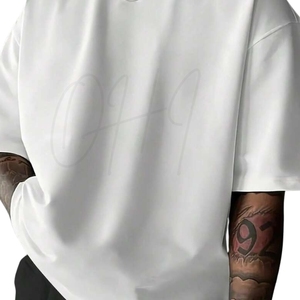 Premium Oversized <b>White</b> T Shirt Men 100% Cotton Breathable Tie-Dye Front Custom Logo Print Streetwear <b>Tee</b> OEM ODM Manufacturer - Product Image 3