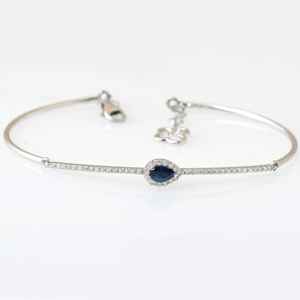 สร้อยข้อมือไพลินสีน้ำเงินแท้ รับรองคุณภาพ พร้อมกำไลข้อมือสีขาว เครื่องประดับอัญมณีประจำเดือนเกิด ของขวัญสำหรับผู้หญิง - Product Image 2