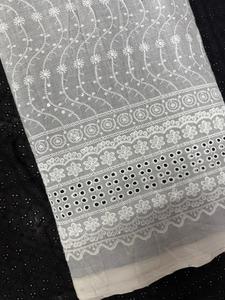 <b>White</b> Embroidered Georgette Tulle <b>Lace</b> Fabric Floral Eyelet Textile for Wedding Dress and Garment - Product Image 1