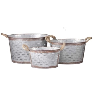 โลหะชุบสังกะสีอ่างสวนรูปไข่ชาวไร่สวนตกแต่งเหล็กอ่าง - Product Image 1