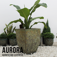 Pots à fleurs en céramique écologiques rustiques, carrés, émaillés, pour l'extérieur, avec trous de drainage, pour plantes vertes de jardin, style vintage, ensemble