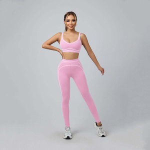 Ensemble 2 pièces de sport pour femme Six Trend Sports : soutien-gorge de yoga et leggings respirants, écologiques, 100 % polyester, à maintien élevé, avec fermeture avant - Product Image 2