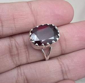 Anillo de Granate Hessonita Natural, Plata de Ley 925, Gema Ovalada, Talla 8 de EE. UU. - Product Image 3