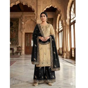 Nueva colección de diseñador en seda Gmy con bordado pesado y lentejuelas, conjunto de top, pantalón y dupatta, completamente cosido, listo para usar. - Product Image 1